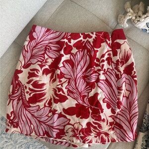 Abercrombie & Fitch Red and Pink Floral Mini Skirt